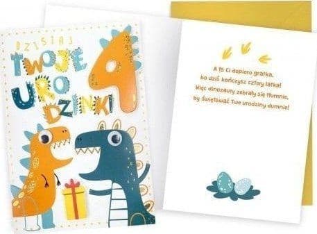 CUCARD Syntymäpäiväkortti 4 dinosaurusta