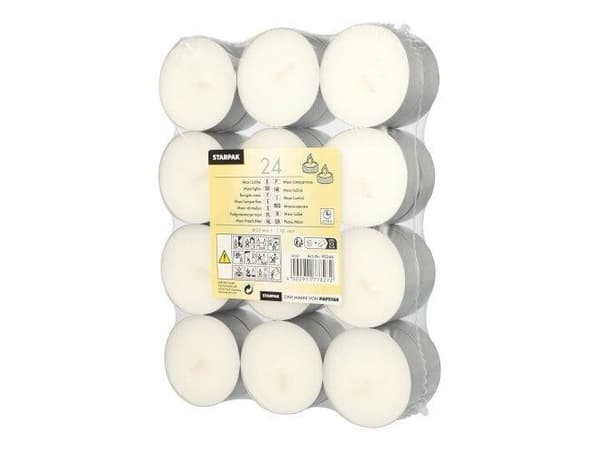 Papstar 90346, Rund, Hvit, 10 timer, 24 stykker