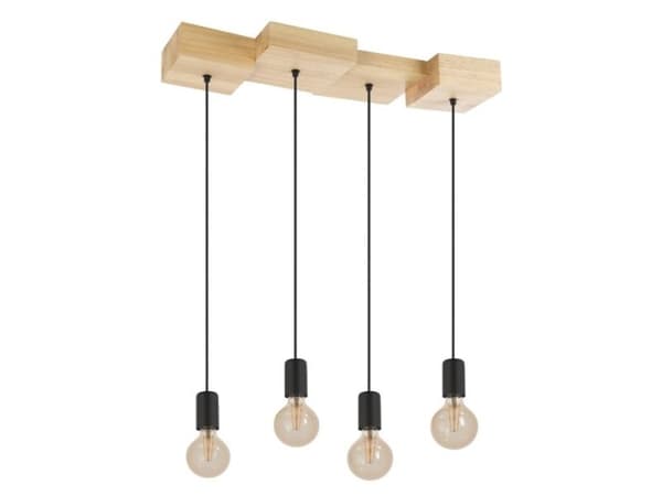 EGLO HALKIN pendellampe 4L E27 sort/tre FSC