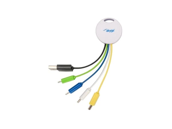 Akyga AK-AD-51 - Ladeadapter - USB hann til mini-USB type B, Micro-USB type B, Lightning, USB-C hann - 7 cm