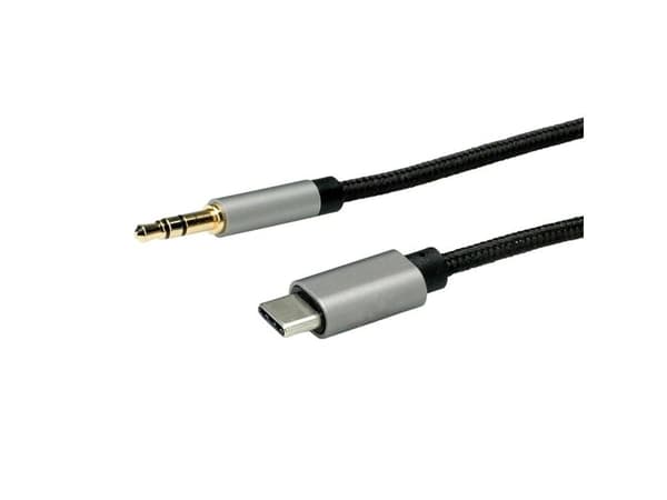 ROLINE 12.03.3218, Sort, Grå, USB C, 3.5mm, 3 m, Hanstik, Hanstik