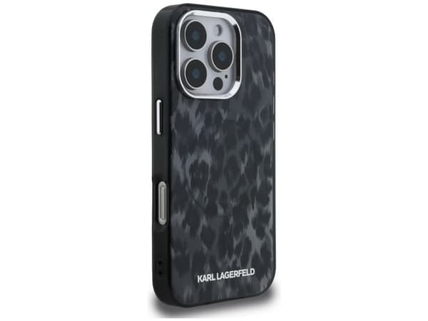 Karl Lagerfeld IML Leopard Pattern MagSafe Case for iPhone 16 Pro Max - Black
