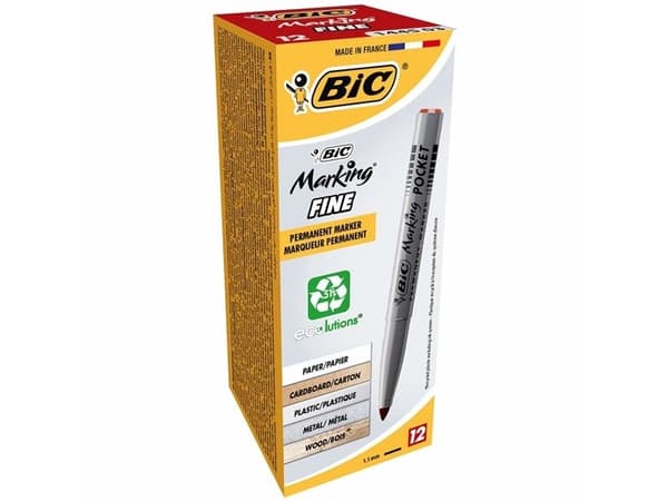 packet pernament marker red bic marking fine pocket ecolutions 12 pcs.