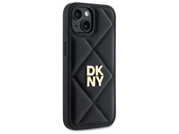 DKNY quiltet stack-logo-deksel til iPhone 15 - svart