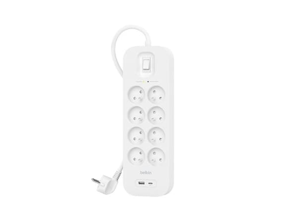 Belkin Power Strip SurgePlus Surge Protector 8xFR 1xUSB-A 1xUSB-C 900J 2M