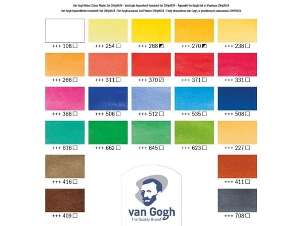 Van Gogh vattenfärg plastfodral set | 24 half pans