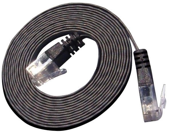 CAT6 slim patch-kabel, U/UTP, flat, svart
