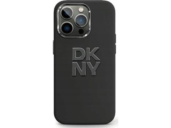 DKNY Liquid Silicone metal logo-deksel for iPhone 15 Pro Max sort