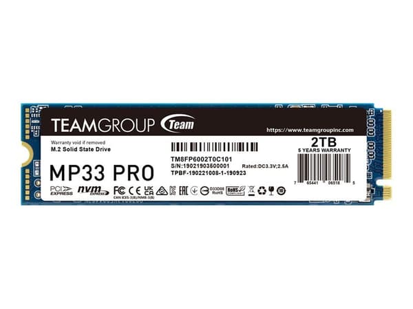 Team Group MP33 PRO, 2 TB, M.2, 2100 MB/s