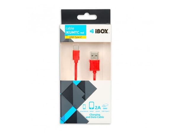 iBox IKUMTCR, 1 m, USB A, USB C, USB 2.0, Punainen