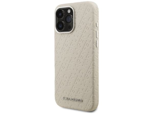 Karl Lagerfeld FW stemplet Karl MagSafe-deksel til iPhone 16 Pro - beige