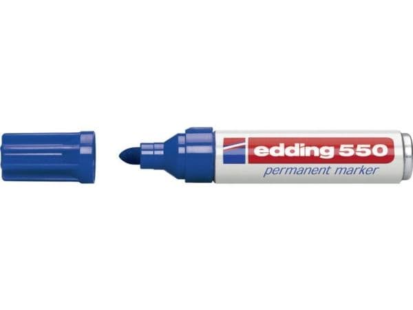 edding 550 - Markering - permanent - för glas, metall, plast - blå - 3-4 mm