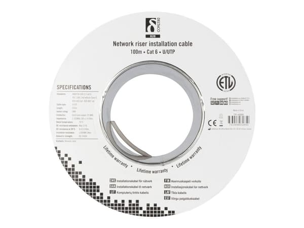 DELTACO - Bulkkabel - 100 m - UTP - CAT 6 - grå