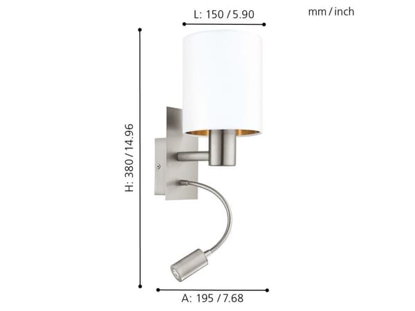 EGLO PASTERI vegglampe 2L HVIT/GULL