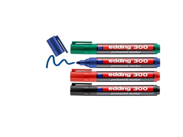 EDDING permanentmarker e-300, 1,5-3 mm, 4 st, blandade färger