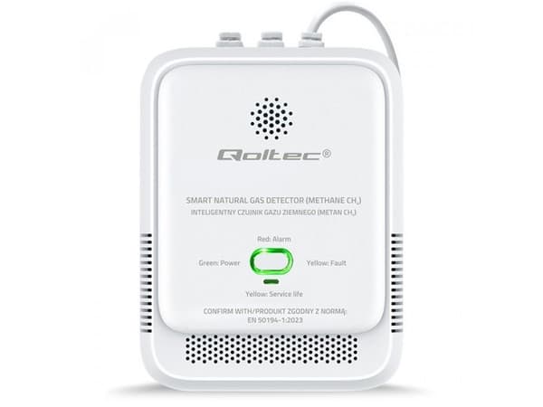 Qoltec - Gassensor - CH4-detektor, 85 dB larm, LED - vit