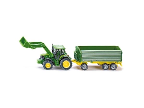 Siku 1:87 John Deere med frontlaster og tilhenger