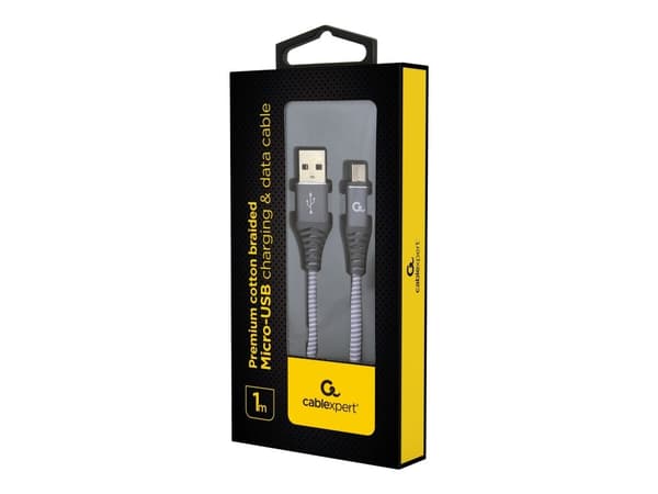 Cablexpert Premium - USB-kabel - Micro-USB Type B (hann) til USB (hann) - USB 2.0 - 2.1 A - 1 m - hvit, romgrå