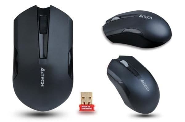 A4Tech G3-200N, Molempikätinen, V-Track, Langaton RF, 1000 DPI, Musta