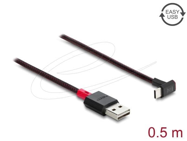 DeLOCK 81549, 0,5 m, USB A, USB C, USB 2.0, Punainen, Musta