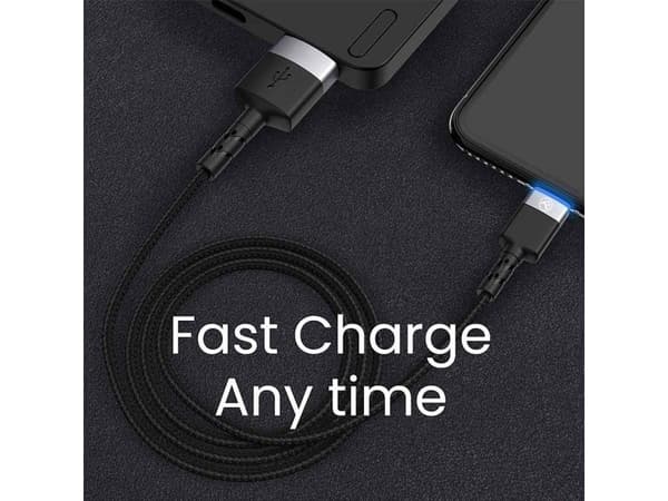 Tellur USB-A til USB-C LED lade- og datakabel, 1,2 m, sort
