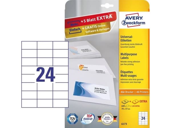 UNIVERSAL-ETIK.70,0X37 600 stk. (6173)