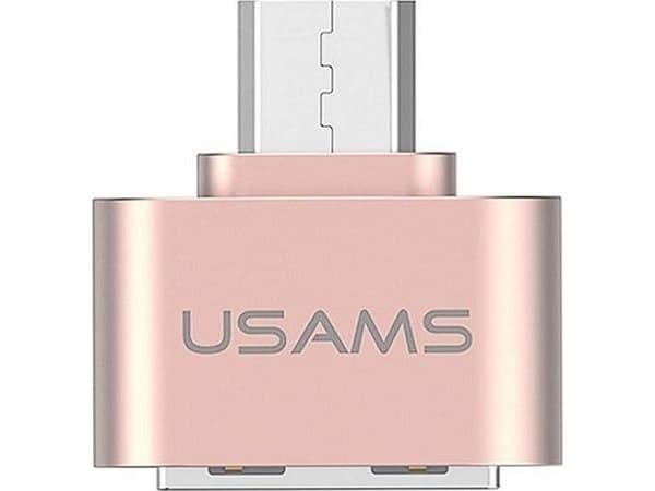 USAMS micro USB til USB OTG 2.0-adapter rosa/gull US-SJ009 -OTG02
