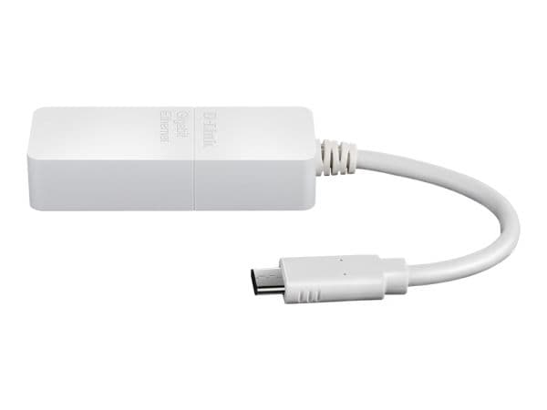D-Link DUB-E130, Langallinen, USB Type-C, Ethernet, 1000 Mbit/s, Valkoinen