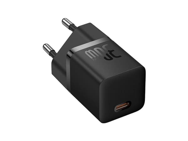 Baseus GaN5 mini 1C 30W laddare EU + USB-C-kabel (cluster black)