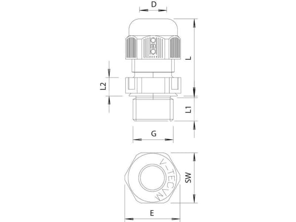 Obo Bettermann 2022843, Silver, Polyamid, Rak, M12, 8 mm, IP68