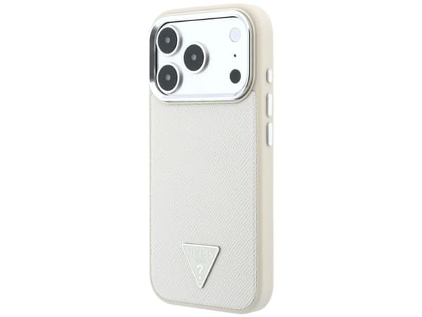 Etui Guess Grained Triangle Logo MagSafe do iPhone 18 Pro / 17 Pro bezowy