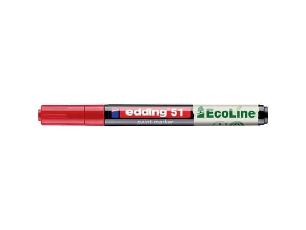 Edding 51 EcoLine, Rød, Rød, 1 mm, 2 mm, 12 mm, 132 mm