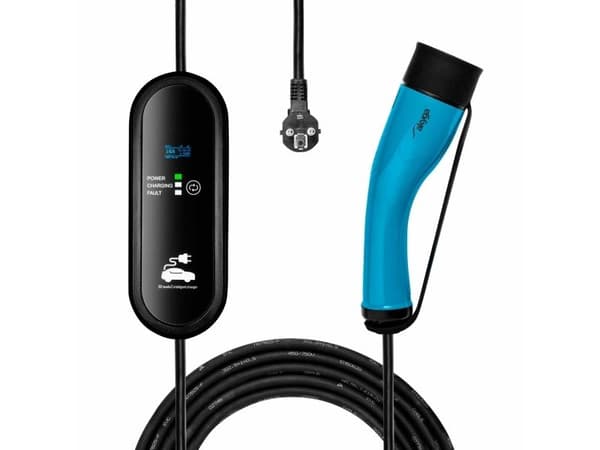 Akyga AK-EC-19, Svart, Type 2, Schuko, Blå, IP54, Termoplastisk elastomer (TPE)