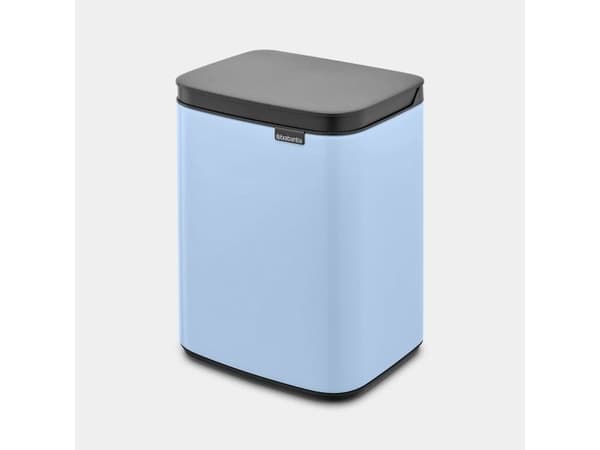 Brabantia Bo Waste Bin, 4 l, Rektangulär, Stål, Svart, Blå, Stål, Manuell