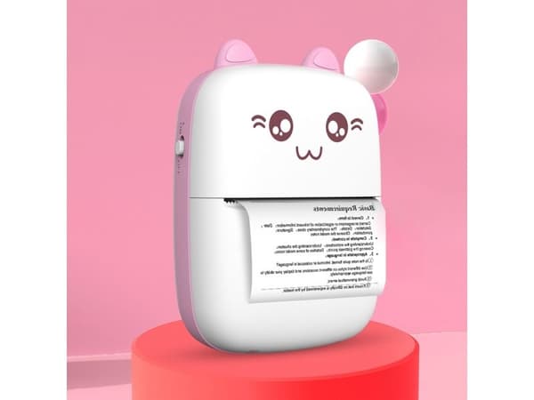 Hurtel Mini Kot termisk etikettprinter med Bluetooth til telefon Fun Print rosa Mini Kot
