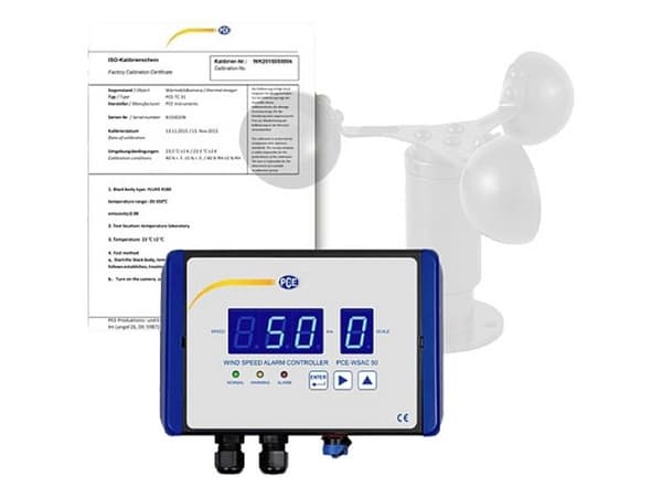 PCE Instruments anemometer kalibrert (ISO) 0 til 50 m/s