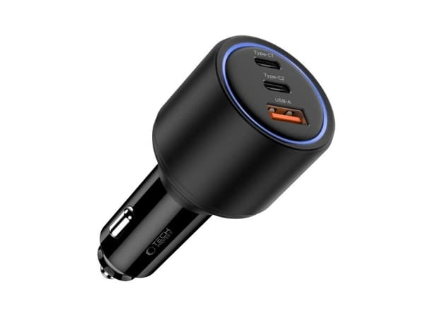 Tech-Protect CC04 3-port bil-lader PD175W sort