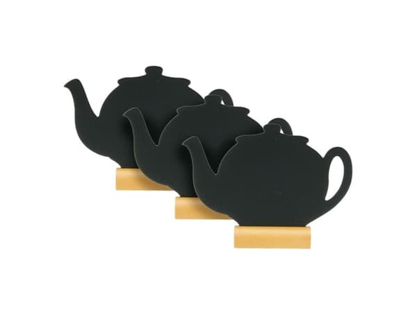 Securit® silhouet sæt med tre MINI TEAPOT skilte i sort