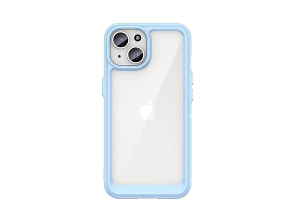 iPhone 15 Plus Outer Space forsterket deksel med fleksibel ramme - blå