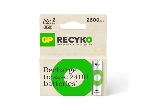 GP ReCyko AA/R6 2600 mAh batteri 2 stk