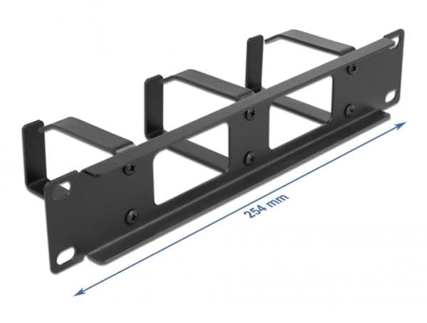 Delock - Panel för kabelhantering - with 2 openings and 3 hooks - svart - 1U - 10"