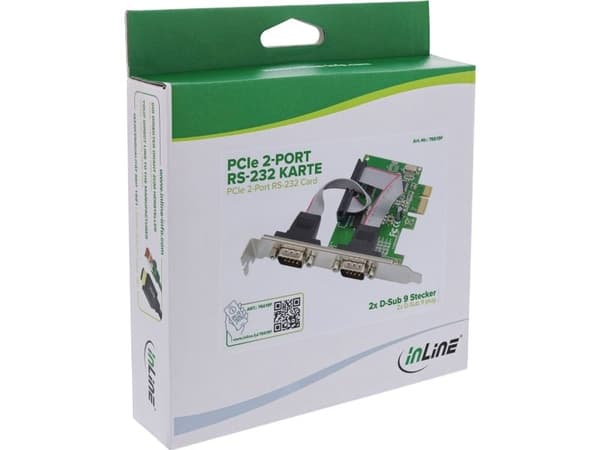InLine 76619F, PCIe, Seriell, Hankjønn, PCIe 2.0, RS-232, 9-pin, PC