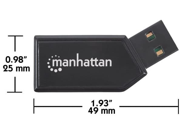 Manhattan 101677, MicroSD (TransFlash), microSDHC, microSDXC, MMC, SD, SDHC, SDXC, Sort, 480 Mbit/s, CE, FCC, USB 2.0, 25 mm