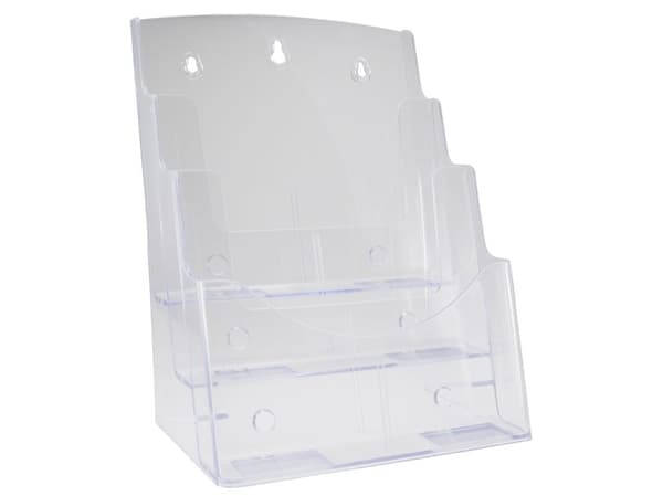 Brochure holder, BNT A4 3 rum til bord/væg, transparent