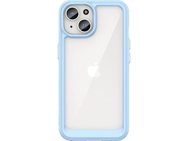 iPhone 15 Plus Outer Space forsterket deksel med fleksibel ramme - blå