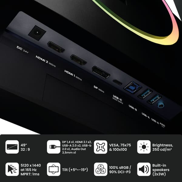Arozzi Nova 49" v2 VA, 165Hz - Black