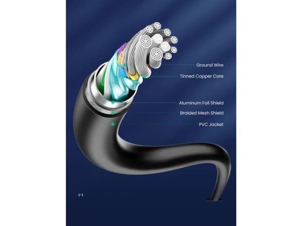 USB-kabel Denmen USB-A till USB-C 2 m svart (D23T)