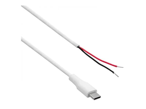 Akyga - USB-kabel - USB-C (hann) til uisolert tråd - 20 V - 3 A - 1 m - hvit