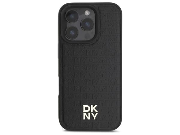 DKNY DKNY DKHMP16LPSHRPSK iPhone 16 Pro 6.3" hardcase svart/black Repeat Pattern Stack Logo MagSafe