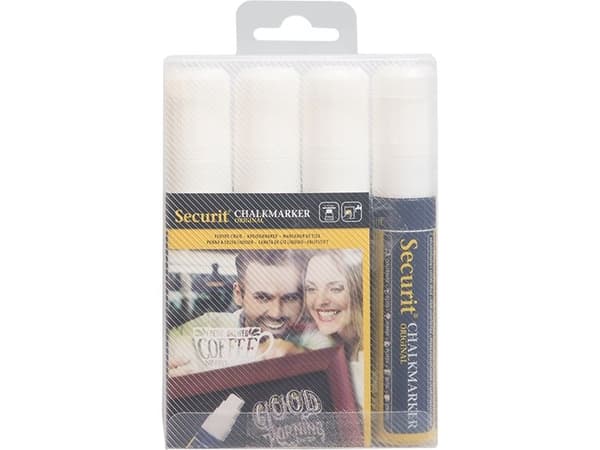 Securit® originalkritmarker set med fyra i vit - (12 st.)